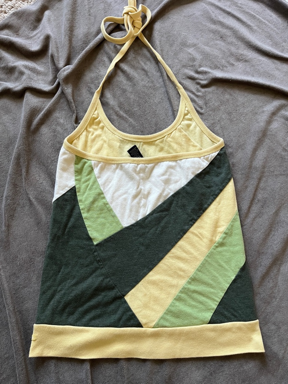 Women’s Colorblock Halter Tank Top in Yellow, Green, White - Picture 3 of 5